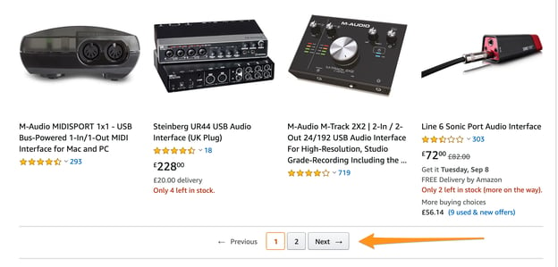 Pagination on Amazon's listing page