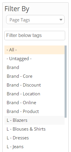 Example of tags used in a content audit.
