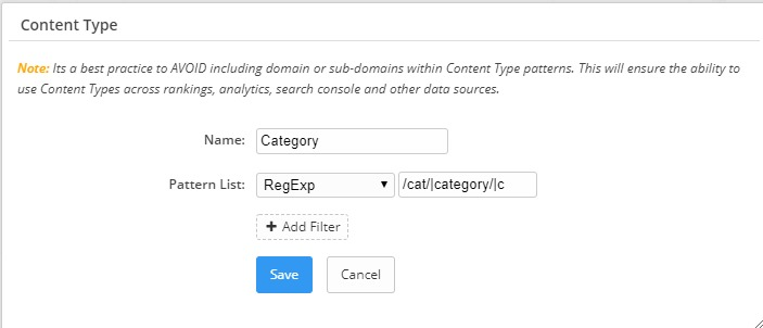 Creating a new Content Type in the seoClarity platform