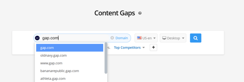 Entering a Domain in Content Gaps