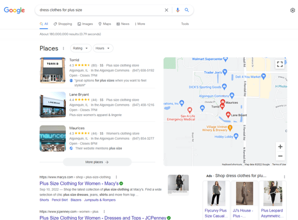 Local Listings - SERP Feature Example