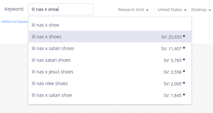 Specific search volume numbers in content fusion