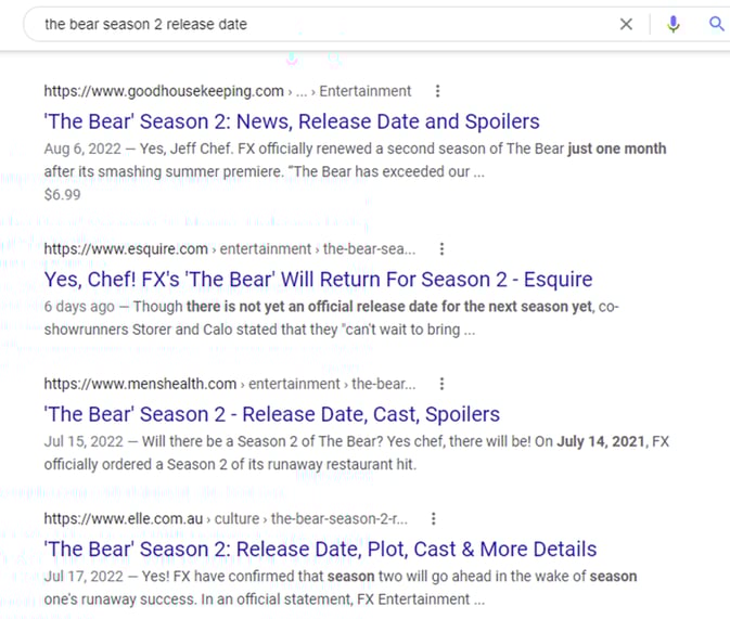 The Bear SERP