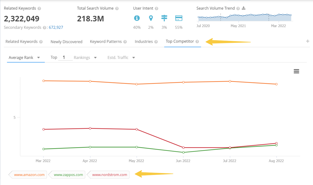 Top Competitor View in Topic Explorer